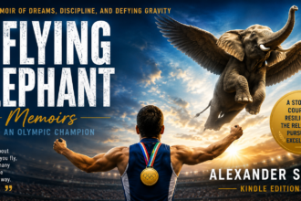 The Flying Elephant Memoirs of an Olympic Champion Kindle Edition by Alexander Savin book cover concept