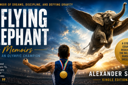 The Flying Elephant Memoirs of an Olympic Champion Kindle Edition by Alexander Savin book cover concept