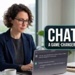 ChatGPT interface open on a laptop screen for AI writing and research.