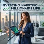 Person reviewing investment portfolio on laptop with millionaire lifestyle and financial planning concepts