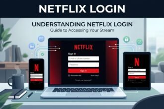 User interface of the Netflix login page on a digital screen with sign-in fields.